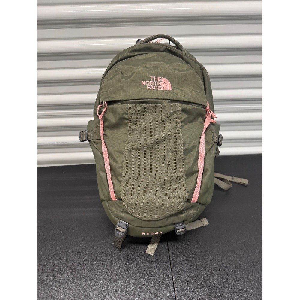 The North Face Recon Backpack Olive Green Pink FlexVent Laptop Bag